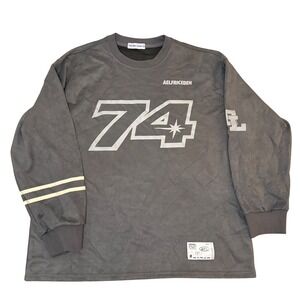 Men's Aelfric Eden Gray Oversized Crewneck Suede Sweatshirt Graphic Print SZ XL